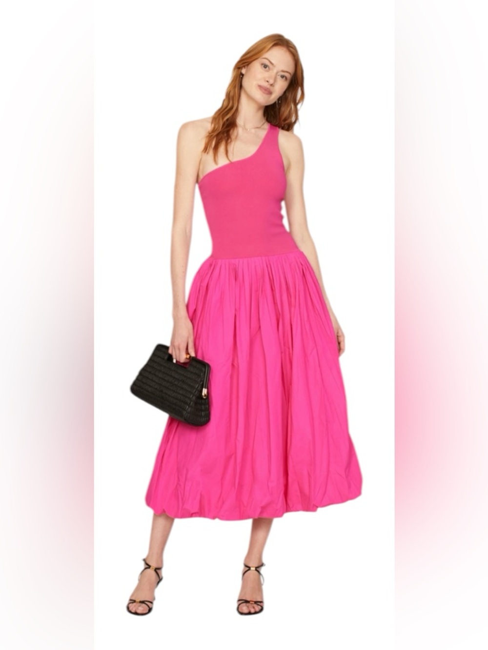 Derek Lam 10 Crosby x RTR One Shoulder Pink Midi Dress Size 8 Retail $445